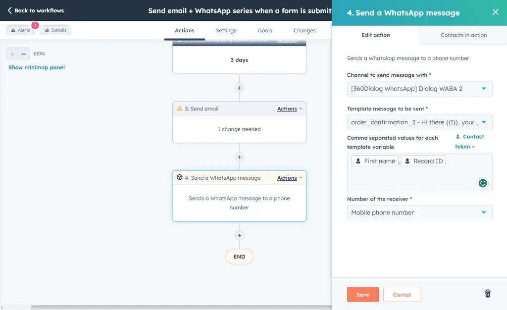 Fluxo de trabalho do Hubspot.