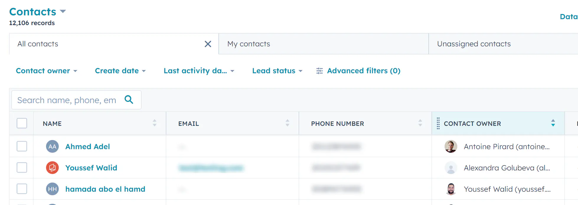 Atribuição de contato no HubSpot.