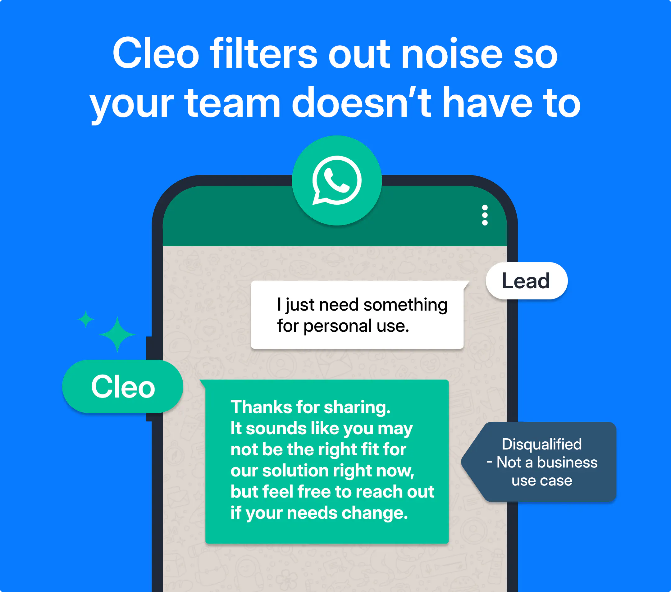 Cleo desqualifica um lead.
