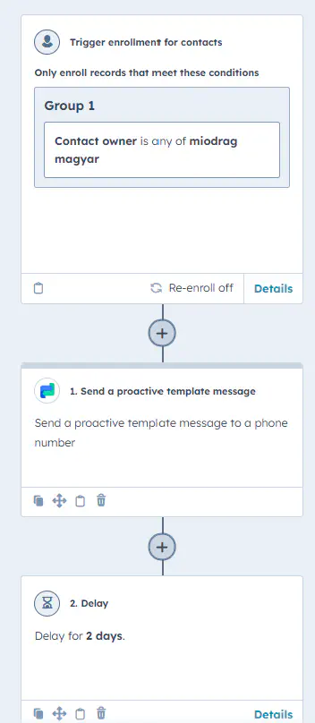 Fluxo de trabalho automatizado no HubSpot.