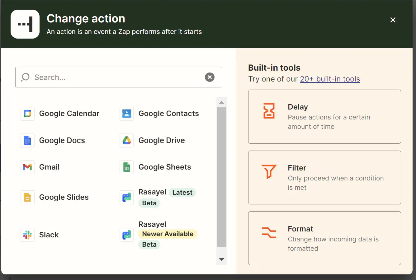 Adicionando filtros no Zapier.
