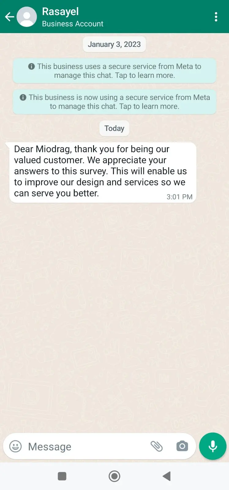 Mensagem do WhatsApp enviada com Automação do Google Forms.